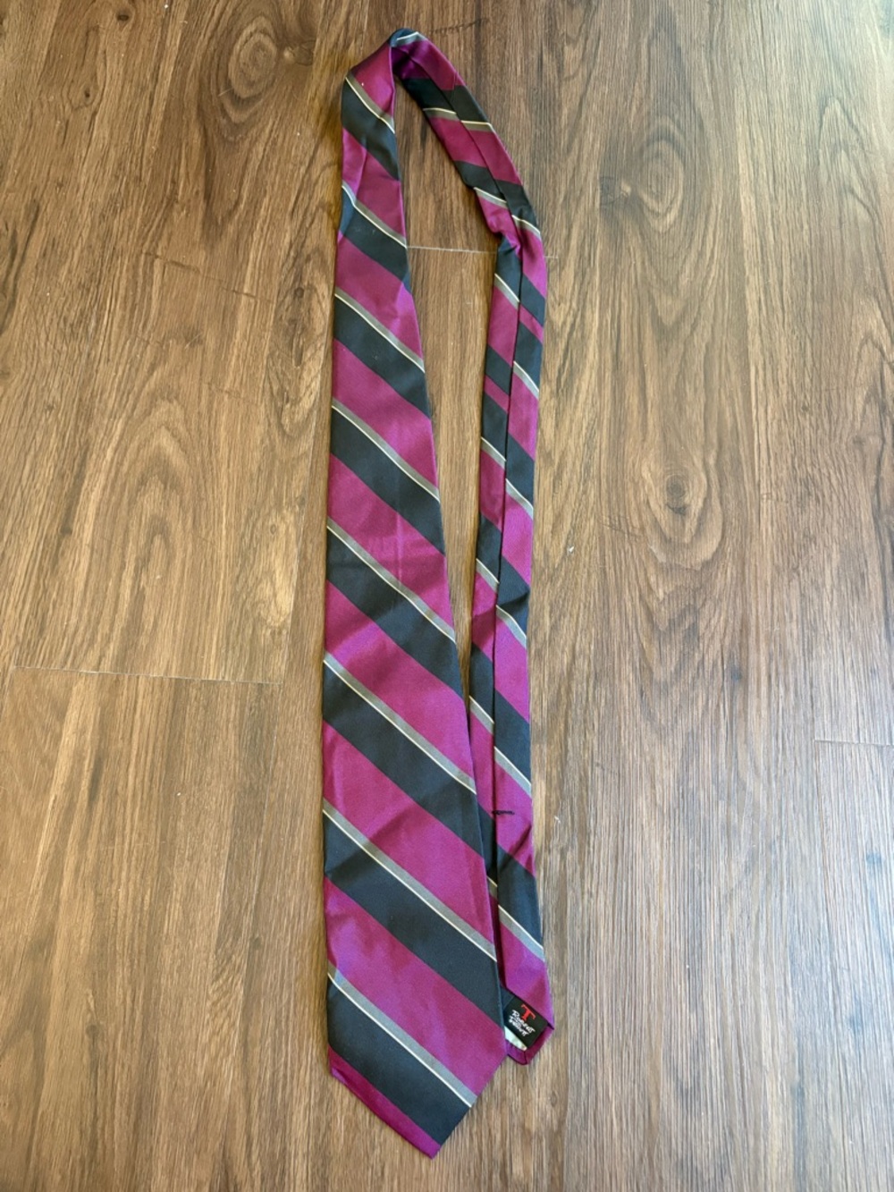 Robert Talbott Burgundy and Black Striped Silk Tie